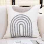 coussin moderne couverture 45x45cm gris blanc motif géométrique circulaire lavable décoration canapé nordique