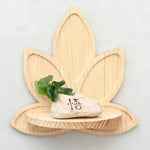 étagère murale bois clair fleur lotus bohème zen décoration naturelle plantes pots bougie