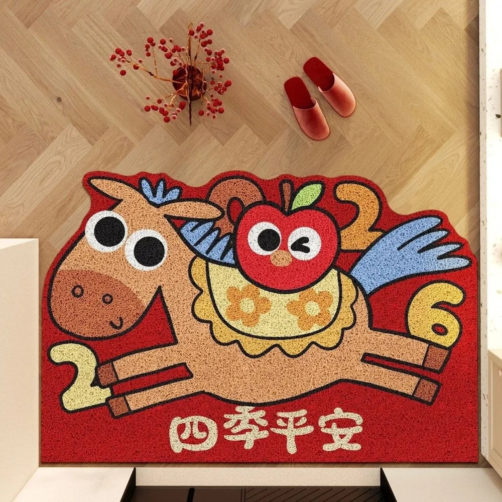 tapis dessin animé personnages chinois rouge bleu blanc résistant antibactéries imperméable