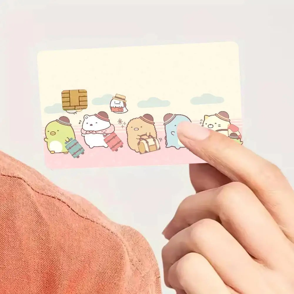 adhésifs décoratifs cartes bancaires dessin animé personnages mignons accessoires beige rose bleu vert marron