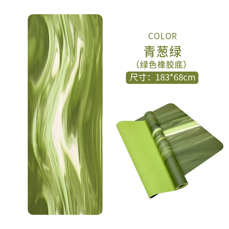 tapis yoga marbré vert pastel violet bleu moderne antidérapant 5mm