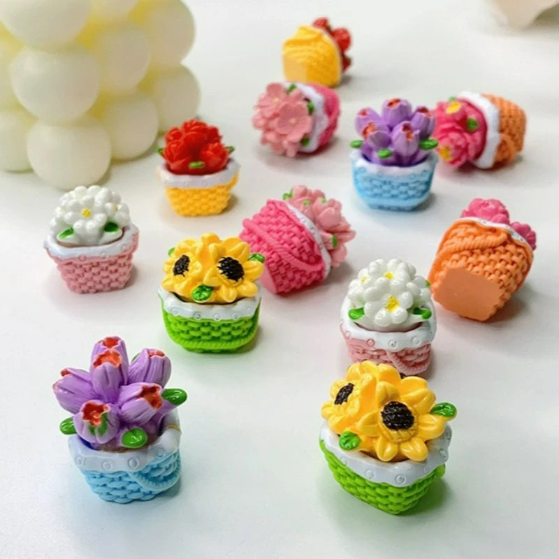 miniatures fleurs artificielles paniers décoratifs résine jardin micro paysage accessoires créatifs décoration intérieure