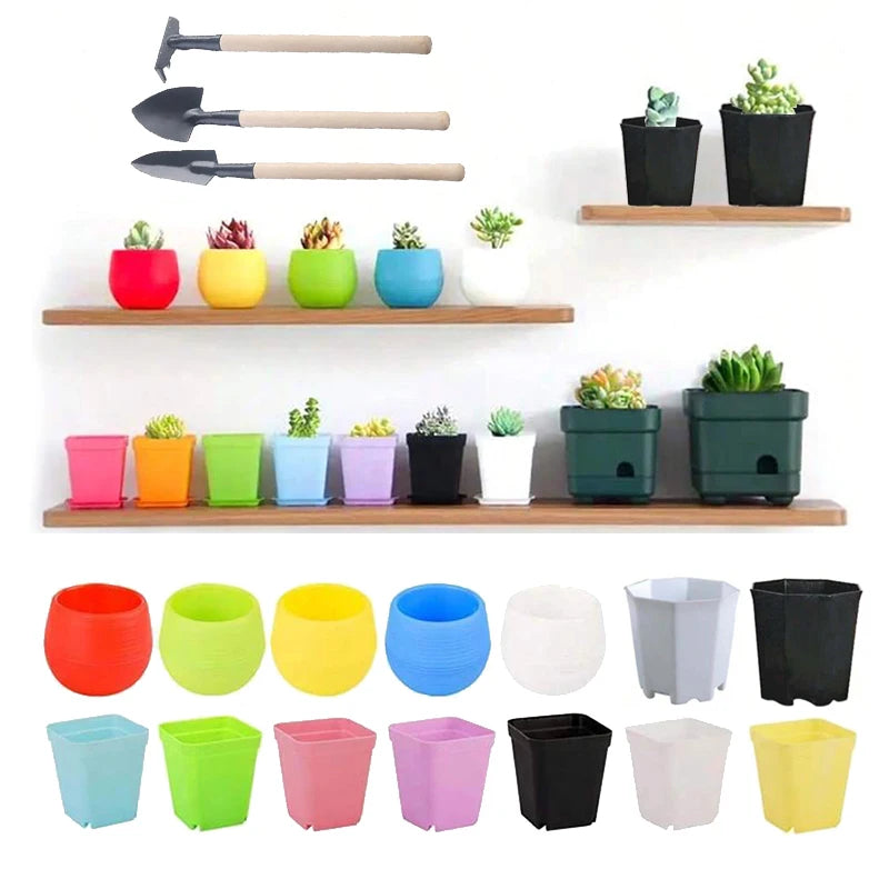 pots plantes plastique couleurs rouge jaune vert bleu blanc noir rayures horizontales moderne