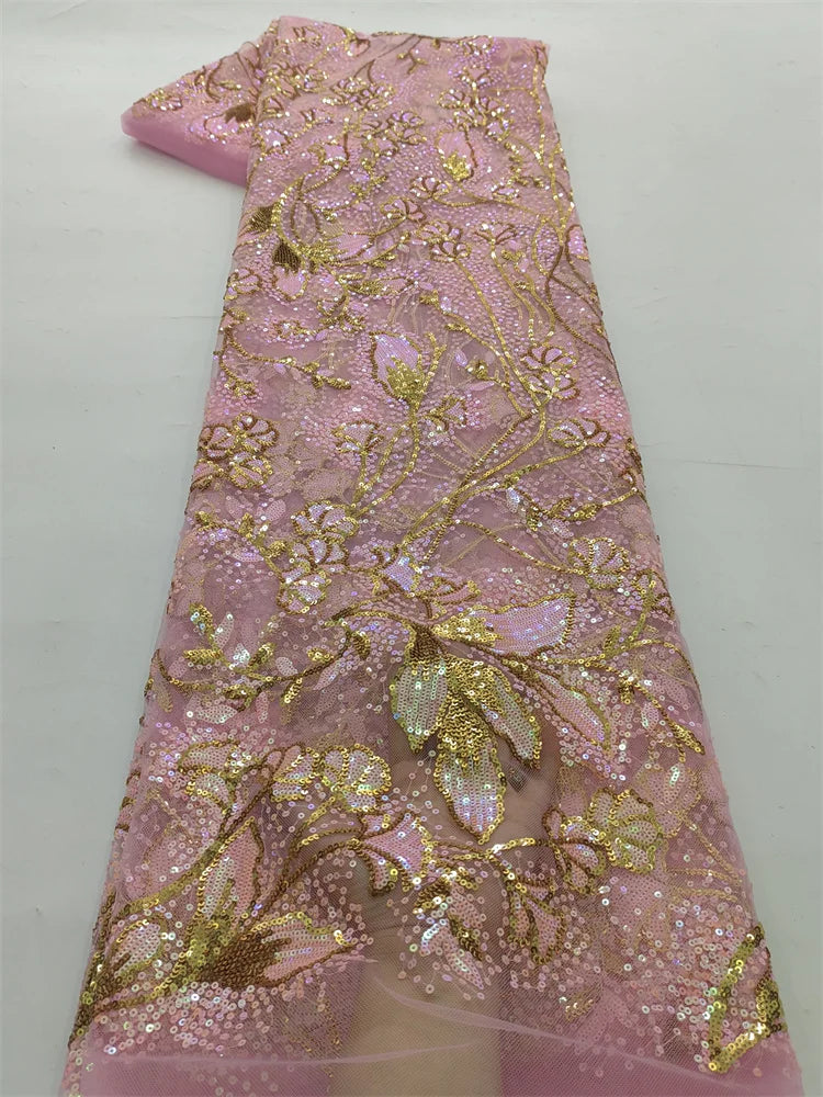 tissu dentelle sequins violet bleu clair floral semi transparent mariage robe soirée