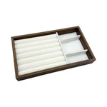 boîtes bijoux velours blanc bois marron clair moderne minimaliste rangement colliers bagues boucles d'oreilles