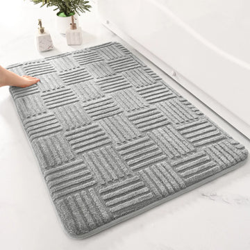 tapis bain gris rayures horizontales polyester moderne antidérapant salle bain douche 40x60cm 50x80cm