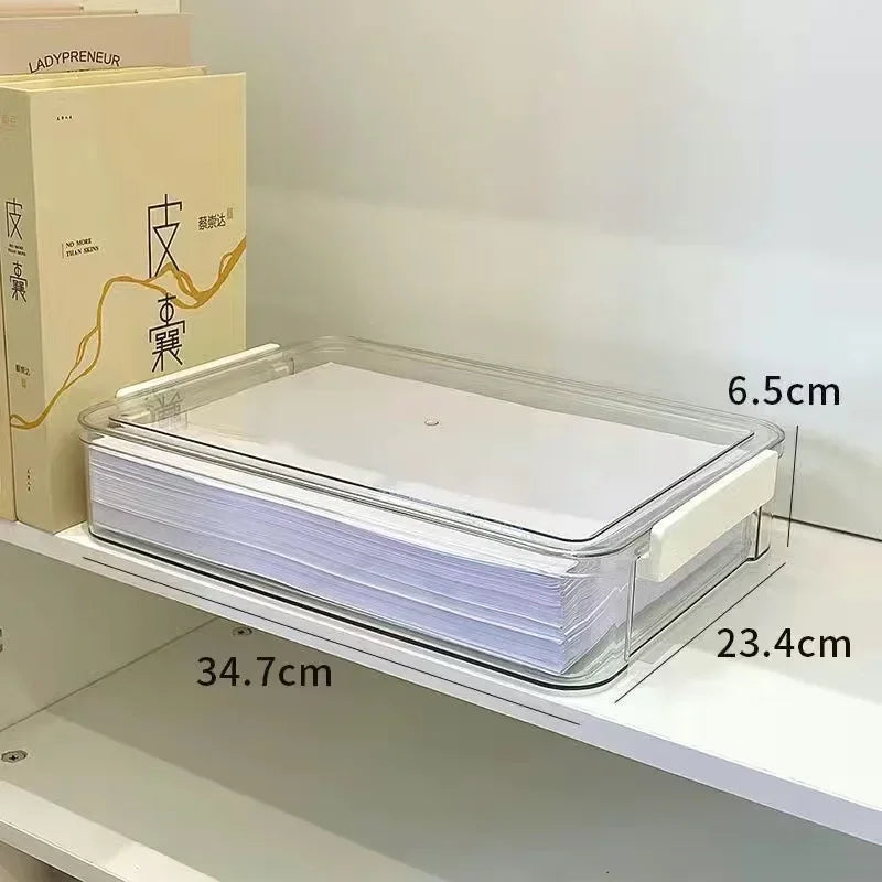 boîtes rangement transparentes réutilisables documents plastique respectueux environnement moderne poignées