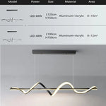 lampe suspendue moderne ondulé noir doré 100cm 120cm led 48w 68w