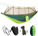 hamac vert olive pratique moustiquaire cordelettes carabiners sac rangementextérieur léger camping