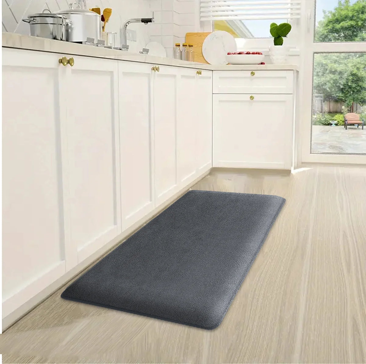 tapis sol antidérapant polyester gris foncé velours moderne cuisine salon 80cm 50cm