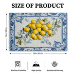 placemats bleu jaune blanc motif floral citron mediterraneen decor 12x30cm 18x45cm set