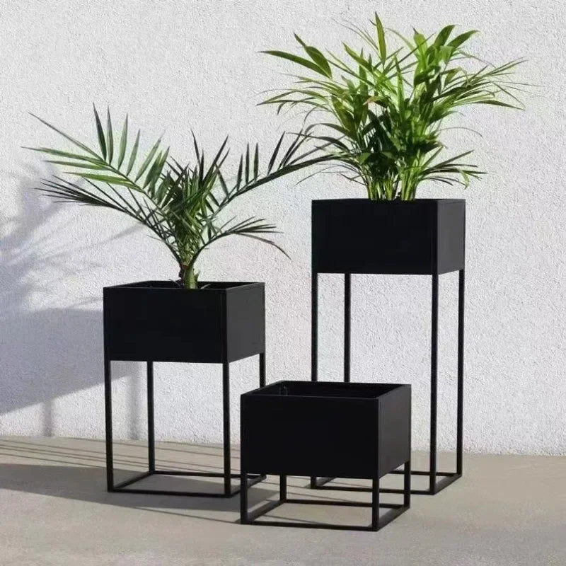 Étagère murale métal support plantes couleur noir jardin extérieur