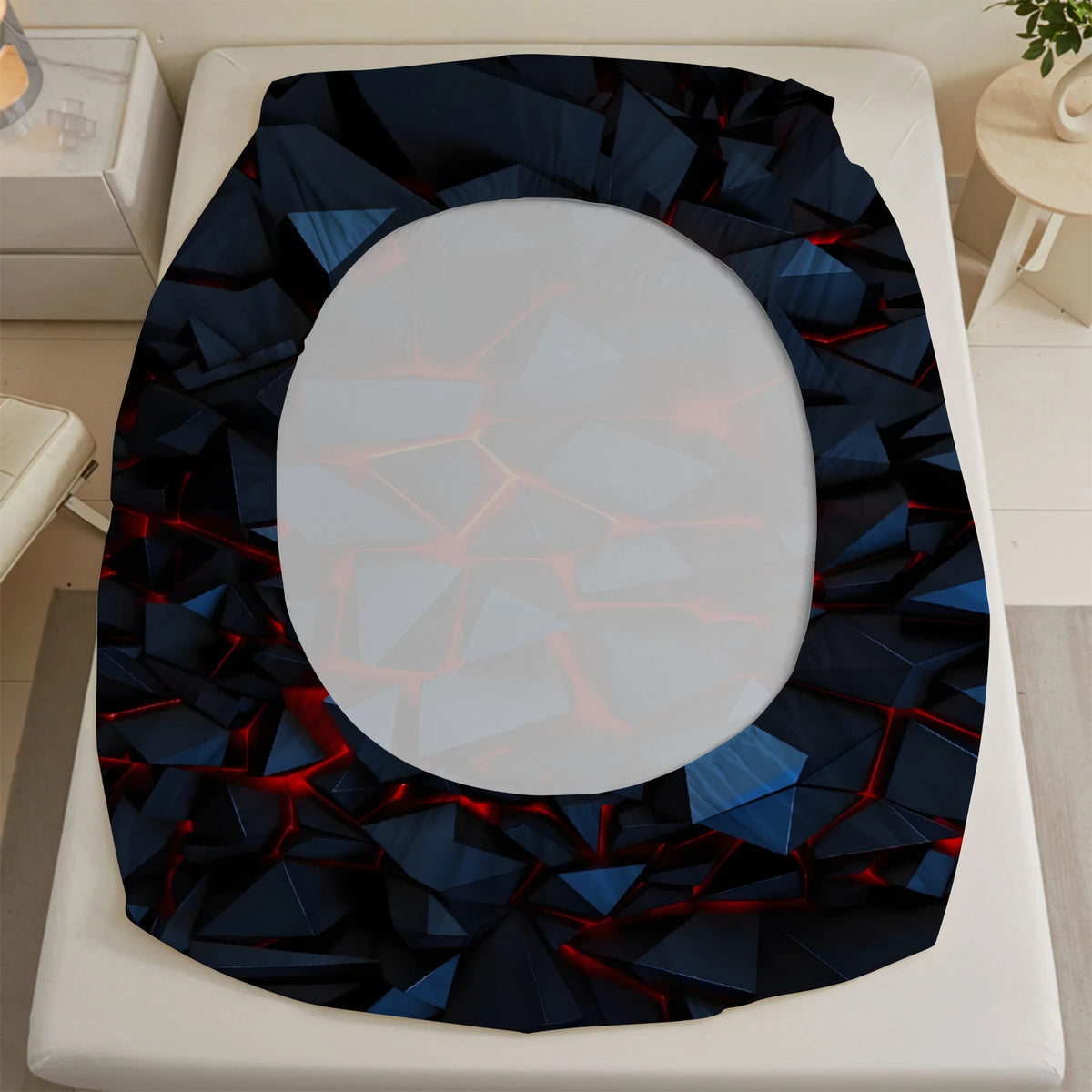 draps lit géométriques noir rouge moderne triangles effets lave coton polyester triangles