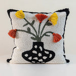 coussin noir blanc brodé géométrique moderne fixé 45x45cm décoration