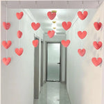 rideau décoration chambre rose clair coeurs forme cœur doux moderne fil blanc fixations transparent