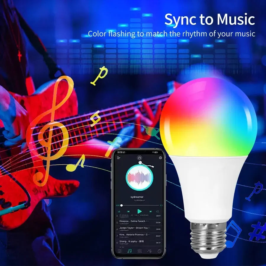 ampoule led intelligente é27 blanc multicolore rgb moderne application tuya bluetooth