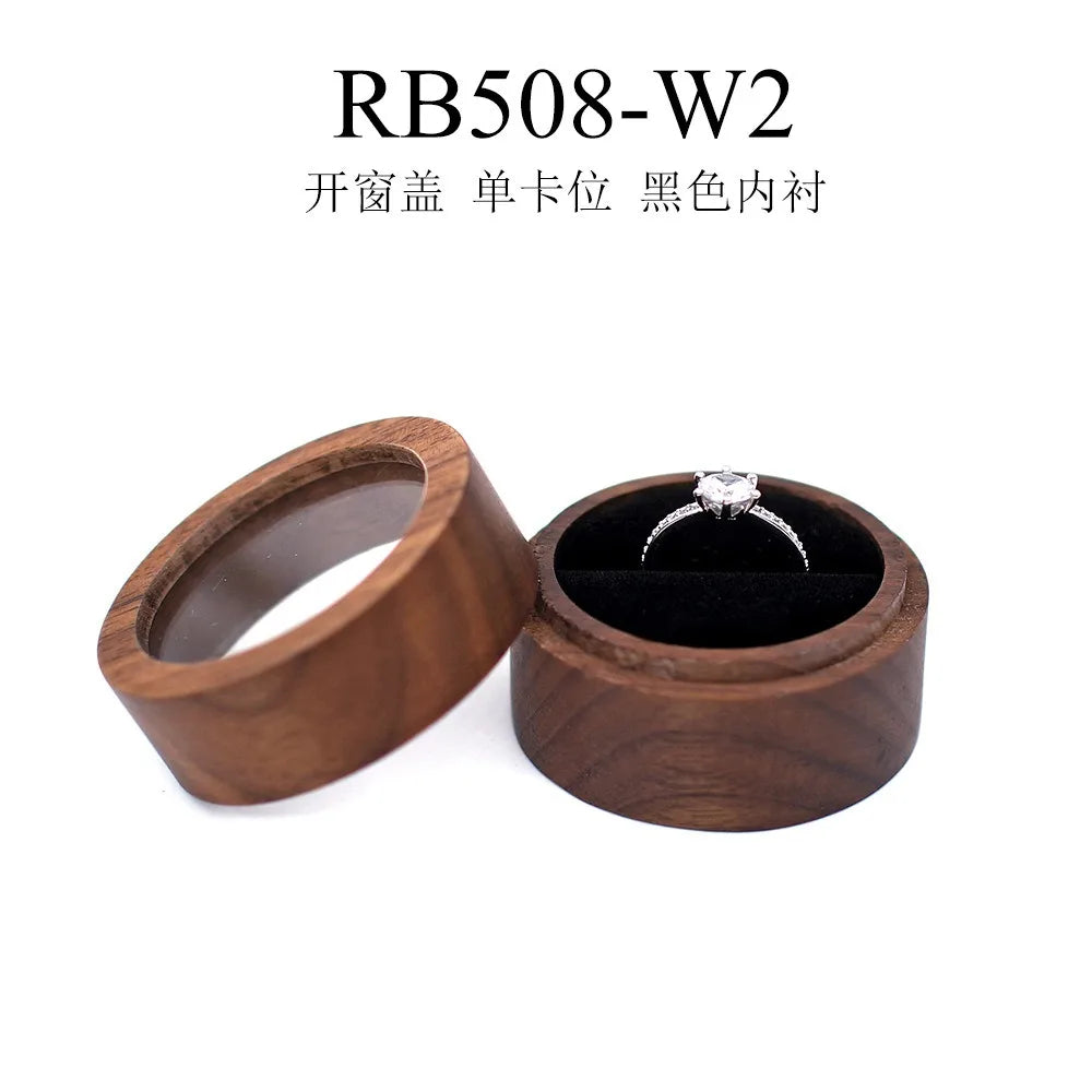 boîte bijoux bois vintage ronde rangement bague boucles d'oreilles présentation cadeau mariageOpaque brillant classique