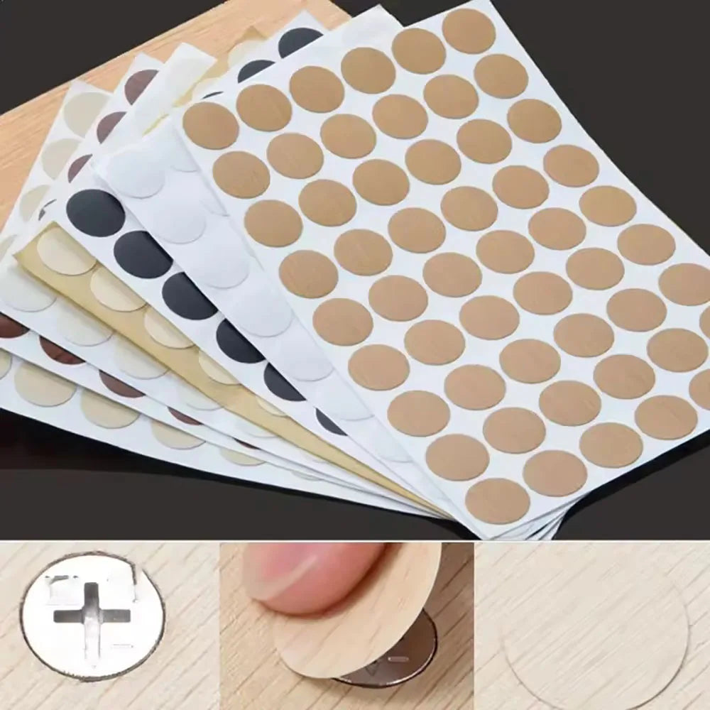 autocollants cache griffes blanc beige noir bois clair adhésifs ronds modernes meubles trous