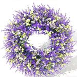 couronne florale artificielle violette blanche verte décoration extérieure mariage fête prénuptiale rustique naturel
