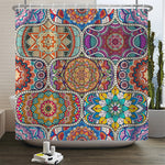 rideau douche boho multicolore fleurs mandalas geometrique opaque polyester respectueux environnement