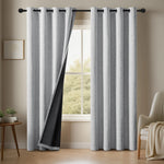 rideau texturé lin gris clair opaque moderne tringle minimaliste chambre salon