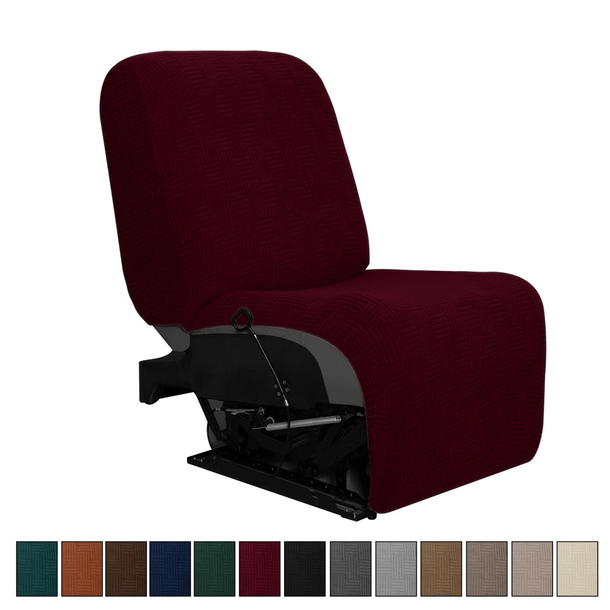 couvre siège marron rayures horizontales moderne fauteuil inclinable lavable machine automne hiver beige taupe
