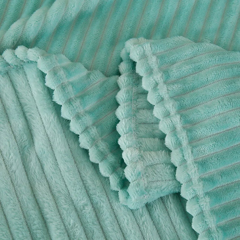 couverture coton polyester gris clair rayures horizontales douce confortable portable voyage