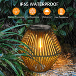 lanterne solaire bohème bambou suspension jardin led décoration patio rustique