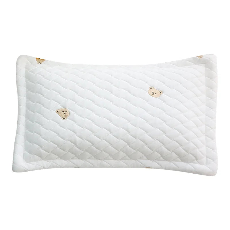 oreiller bébé blanc quilté ours brodés moderne confortable boutons décoratifs polyester coton