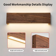 Applique murale en noyer minimaliste pour tête de lit, salon et couloir - Luminaire décoratif