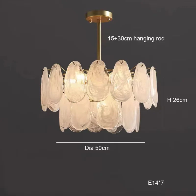 lampe suspendue transparente dorée organique moderne élégante ondulée translucide ampoules led intégrées cuisine salon
