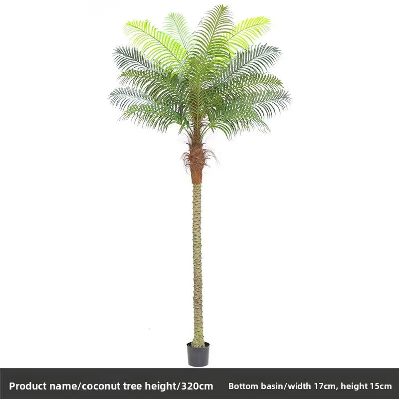 palmier artificiel décoration intérieure vert feuilles fines tronc épais moderne pot 240cm haute