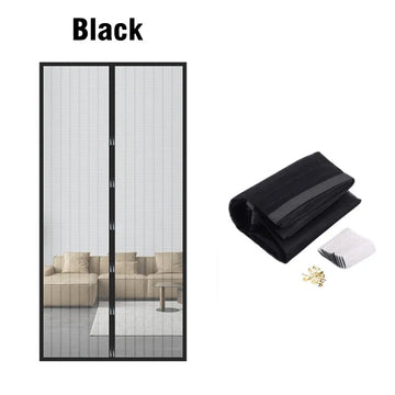 rideau porte magnétique anti insectes noir maille fine moderne aimants velcro
