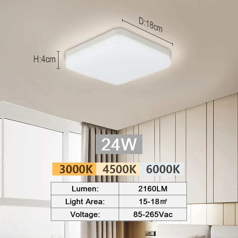 lampe led moderne blanc plat carré clips simple.surface 18w 24w 36w 48w