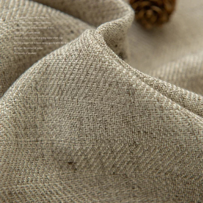 rideau beige clair texture lin naturel bordure dentelle anneaux salon chambre classique rustique