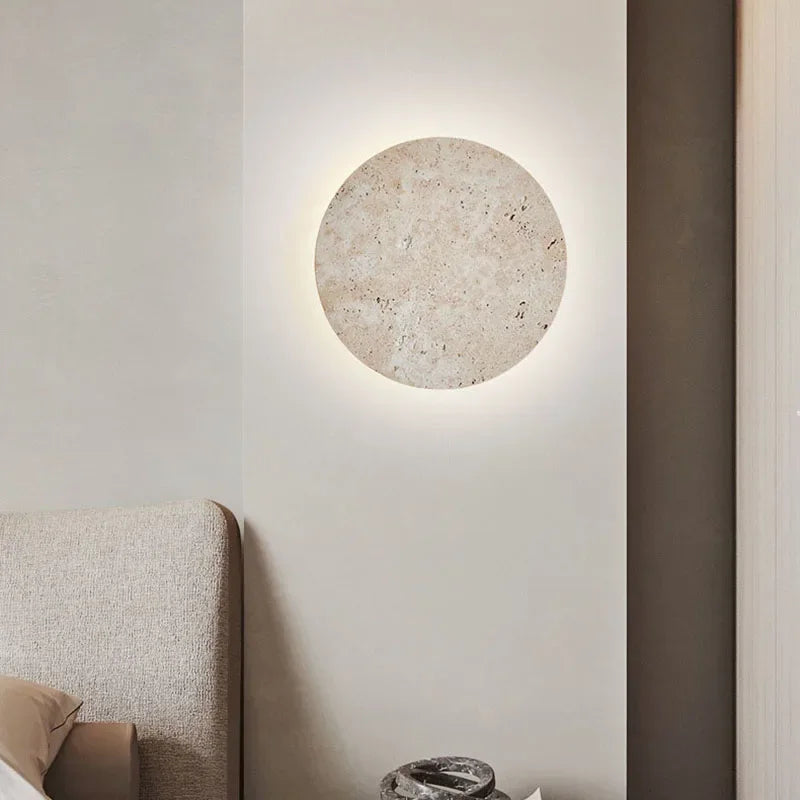 lampe murale moderne pierre naturelle texture granulaire diamètre 23cm 30cmambiante beigeclair beigefoncé