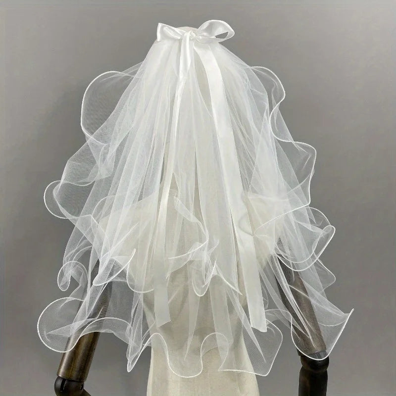 voile mariage blanc translucide clips élégant polyester finement tissé