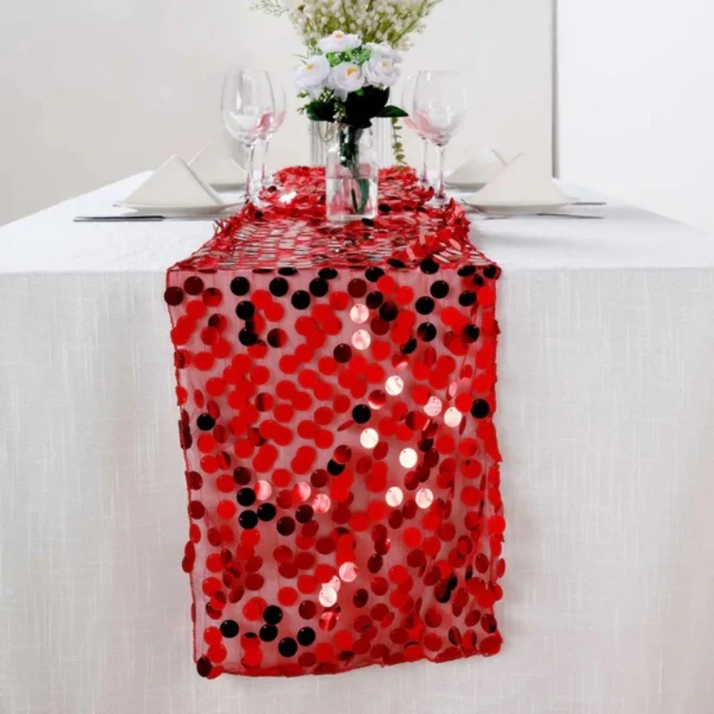 ruban table argent violet blanc rose or circulaires brillants décoratif festif opacité 30x274cm