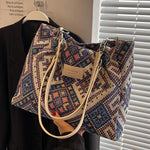 sac main multicolore motif géométrique contemporain réutilisable respectueux environnement pliable multifonction toile poly