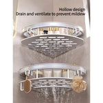 étagère angle salle bain moderne argentée grille perforation fixations vis