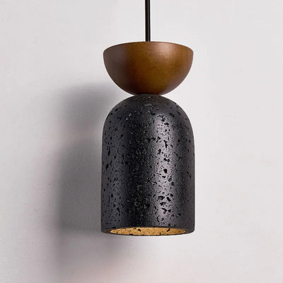 Lampe suspendue tête de lit en pierre noire style ancien moyen
