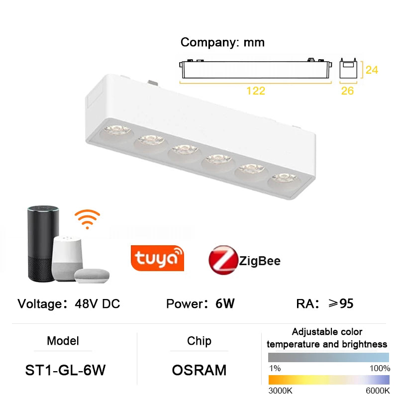 luminaire led rail magnétique blanc moderne système éclairage intérieur mince aluminium fixation aimant maison