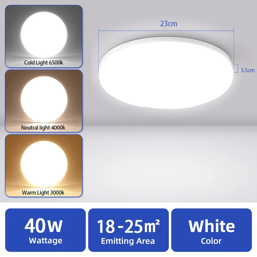 plafonnier led moderne blanc rond ultra mince éclairage quotidien surface opaques vis câbles électriques