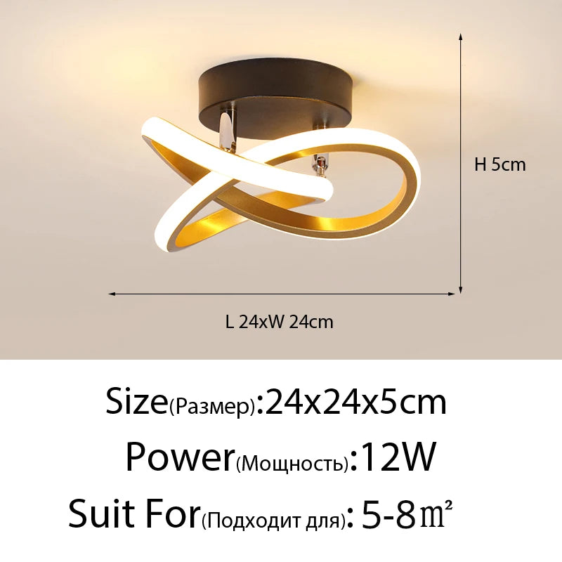 luminaire moderne led noir blanc doré abstrait spirale fixe contemporain opaque semi encastré
