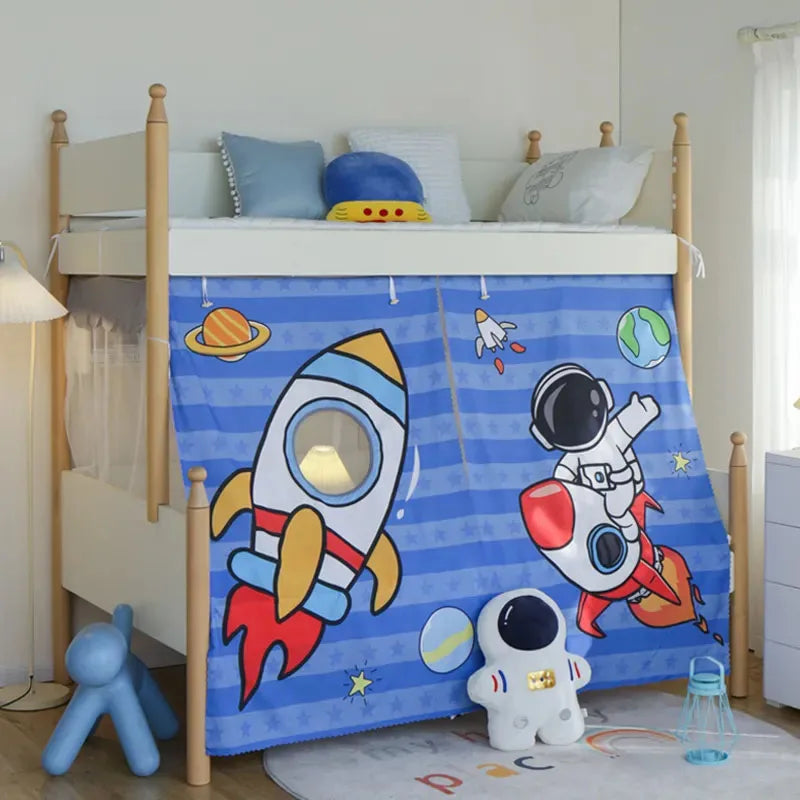 tentes lit enfants thème château princesse sous marin espace opaques gris bleu rose blanc