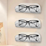 support rangement mural étuis lunettes jaune bleu translucides marbré moderne adhésif lunettes noires plastique