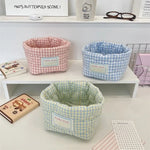 paniers rangement carreaux blancs moderne rose bleu vert jaune clair imperméable tissu coton polyester
