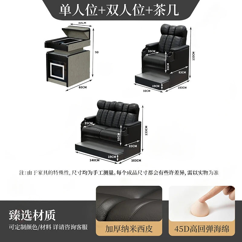 fauteuils cinéma noir simili cuir contemporain tablette intégrée porte gobelet porte papeterie