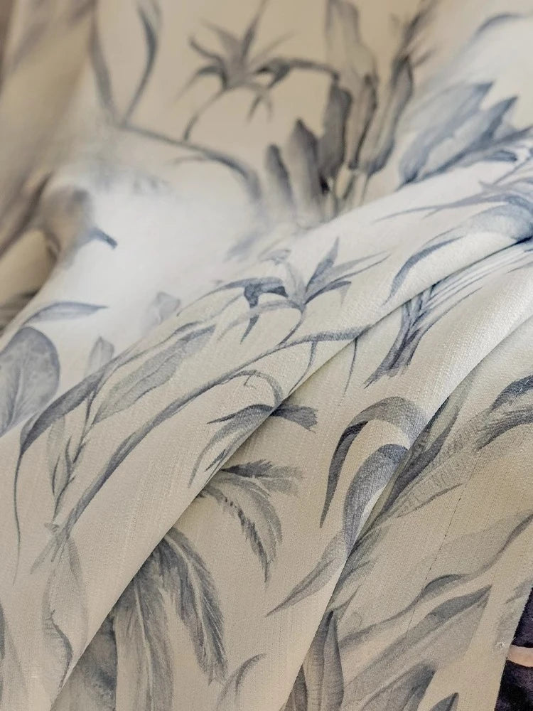rideau occultant moderne beige gris motif feuilles palmier épais salon chambre fenêtre maison luxe