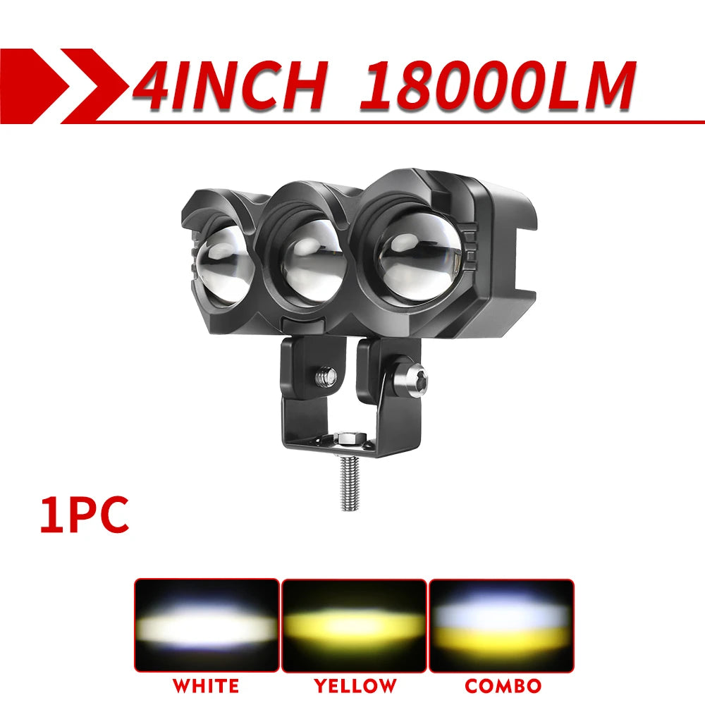 projecteur led spot flood antibrouillard jaune moderne transparent vis câble électrique 6000k 12v 24v